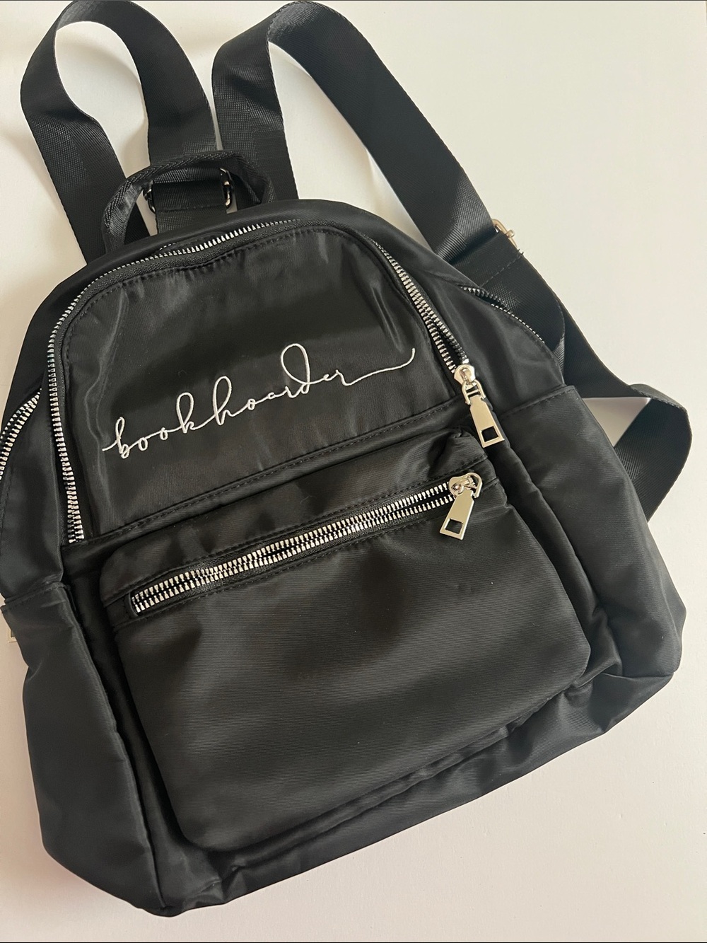 Black Nylon “book hoarder” Backpack - Women Bag
